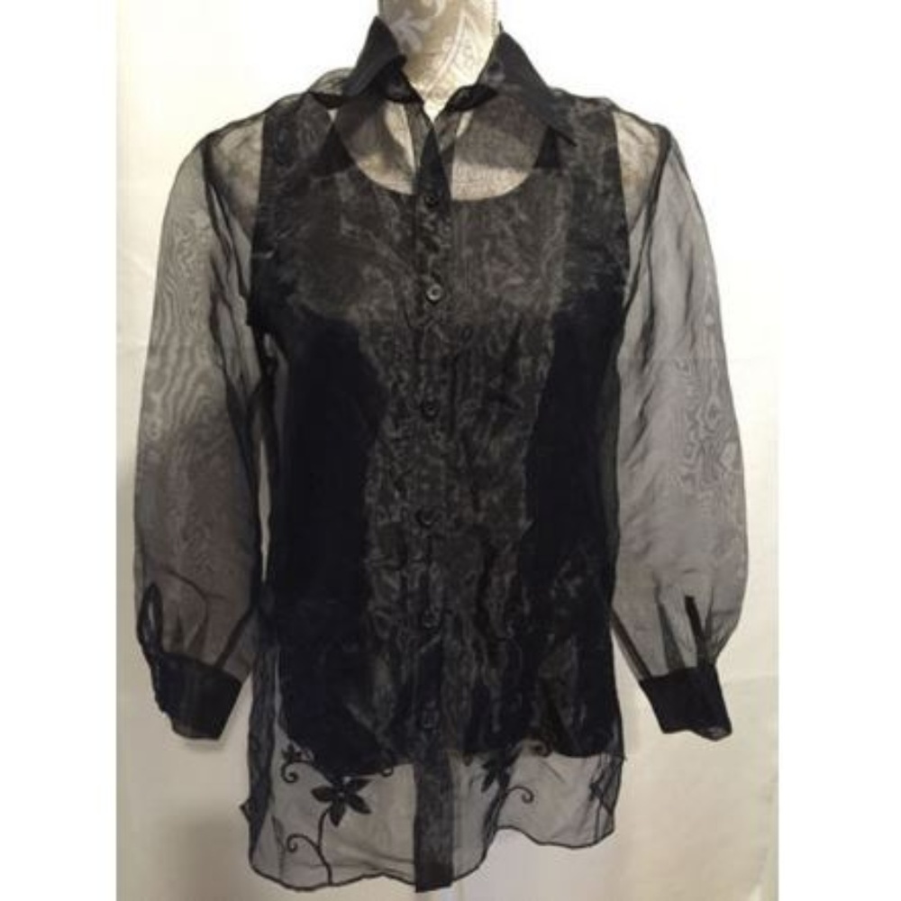 New York City Design Attached Cami Top Blouse Sz S